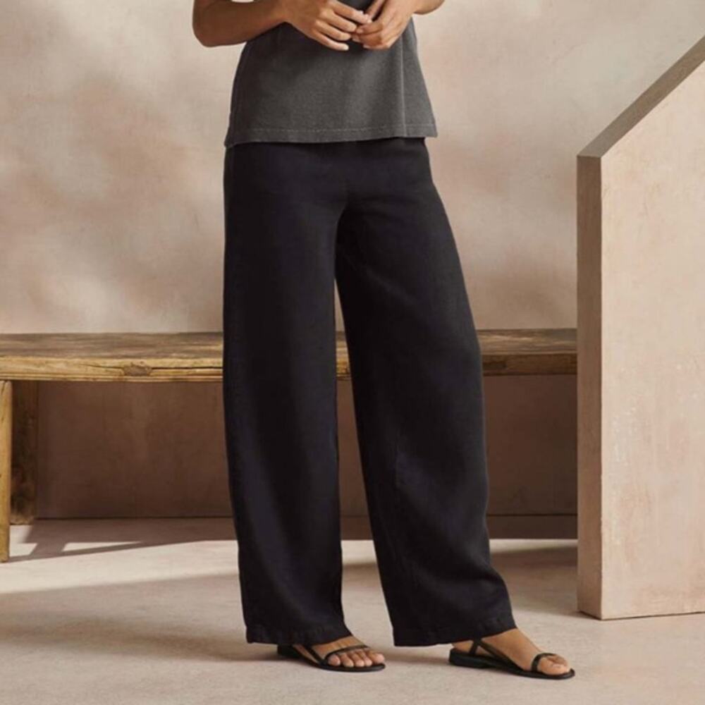 CAbi Wide Leg Linen Pants Black Size 4